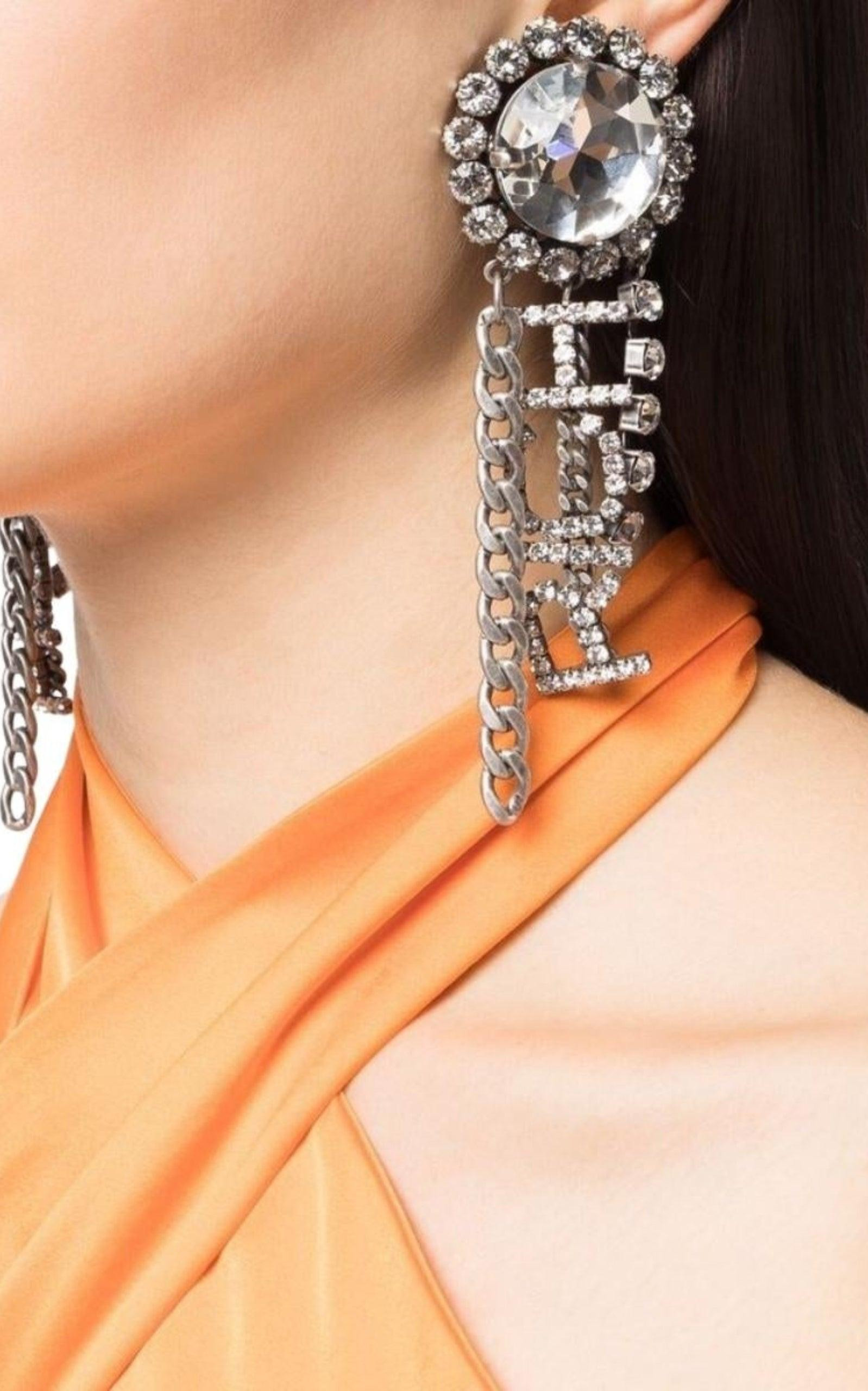 Crystal Chain Earrings - 2