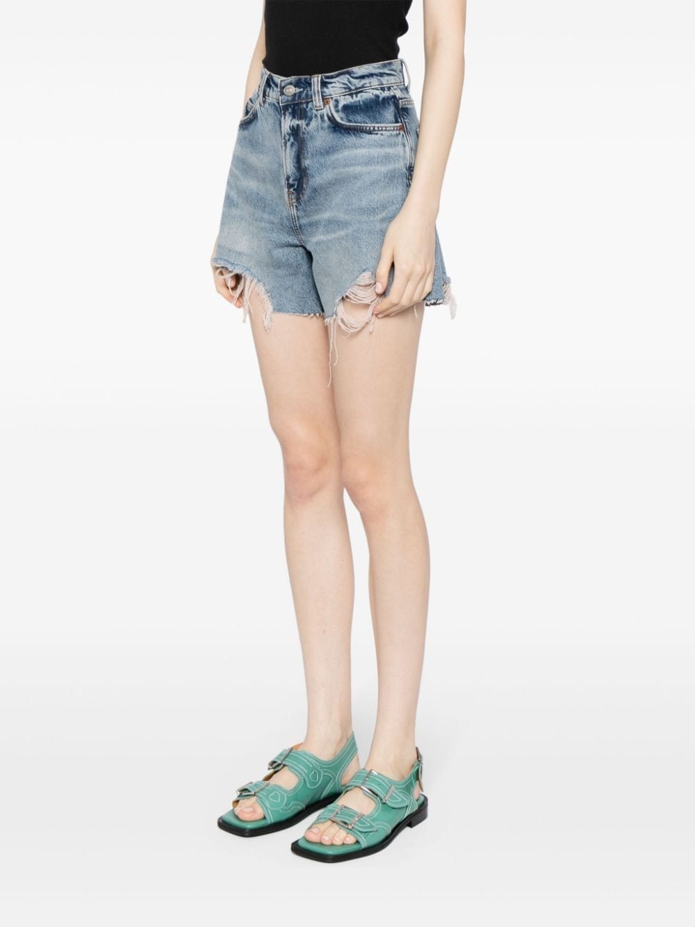 acid-wash denim shorts - 3