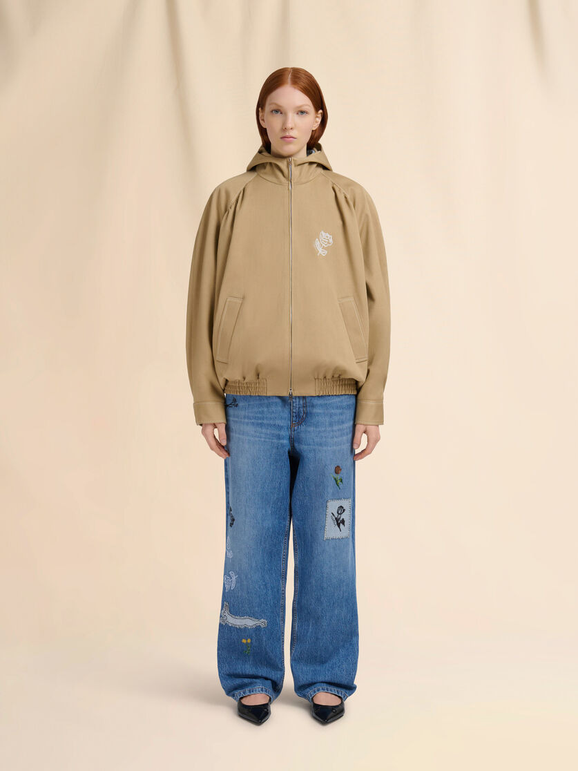 BROWN DRILL BOMBER JACKET - 2