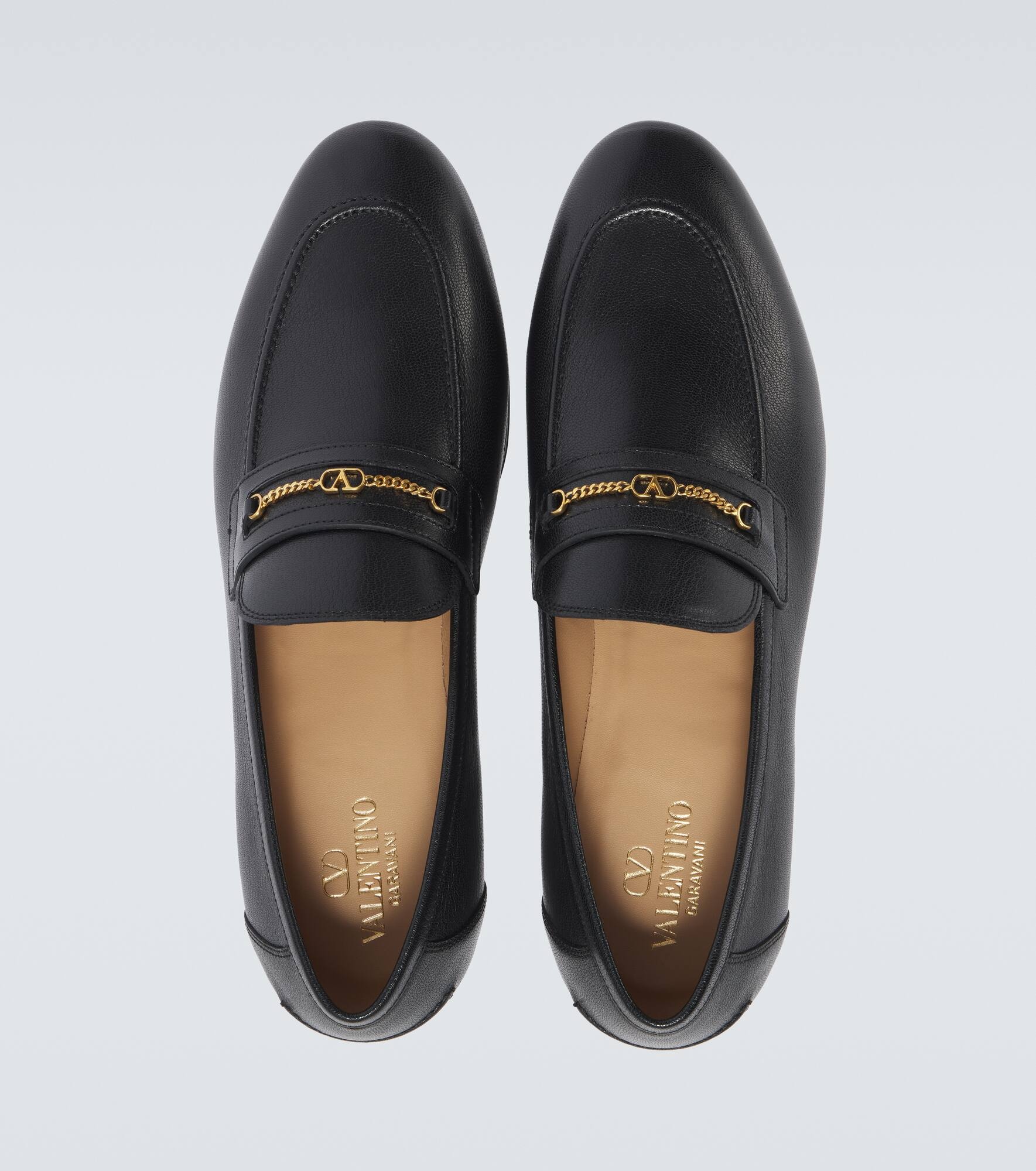 VLogo leather loafers - 4