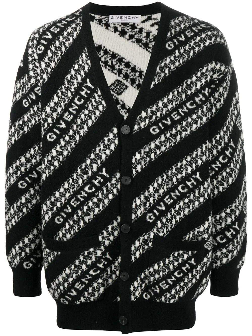 intarsia-logo cardigan - 1