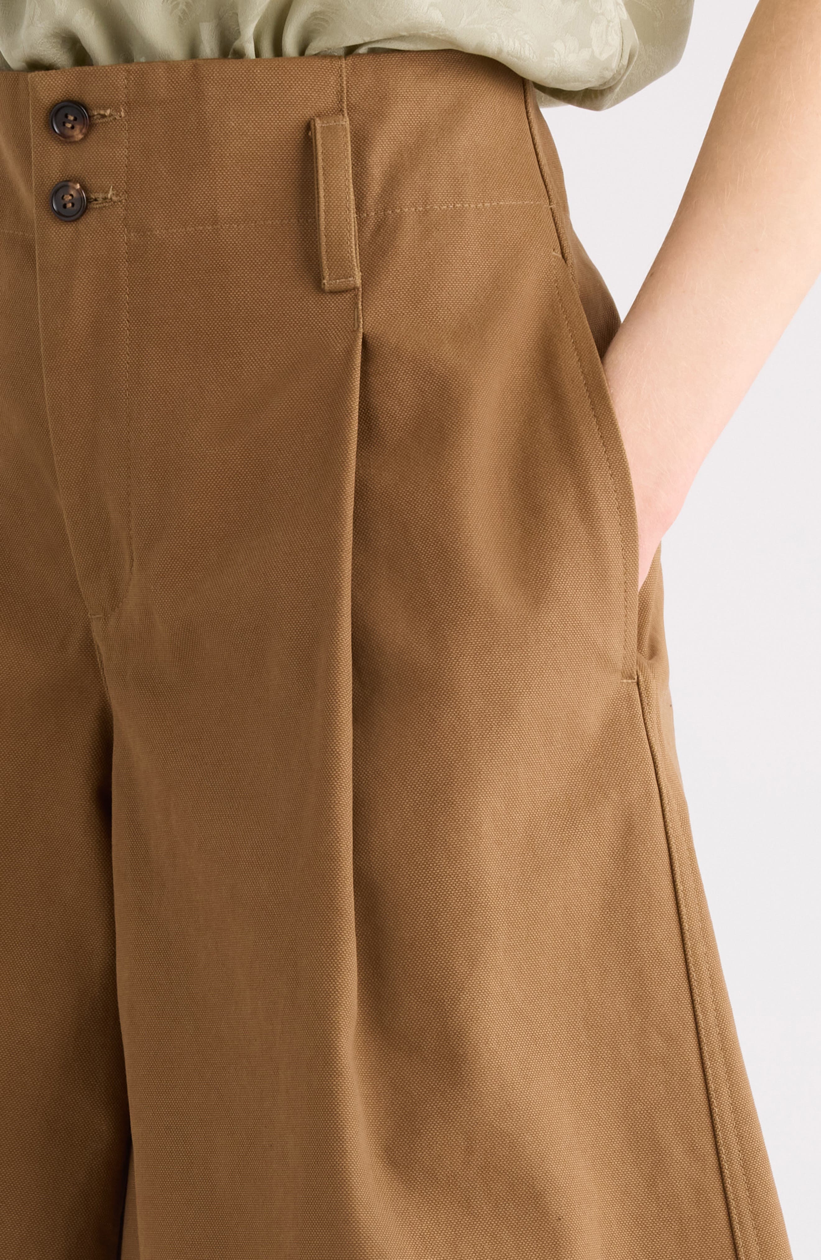 Chloé Garment Dye Organic Cotton Canvas Bermuda Shorts in Mustard Brown at Nordstrom - 5