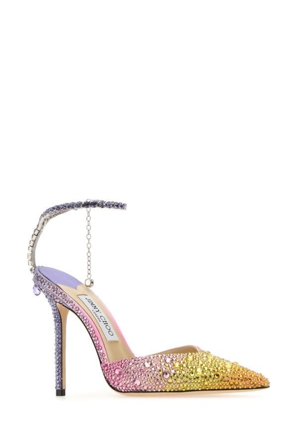 Jimmy Choo Woman Embellished Leather Saeda 100 Pumps - 2