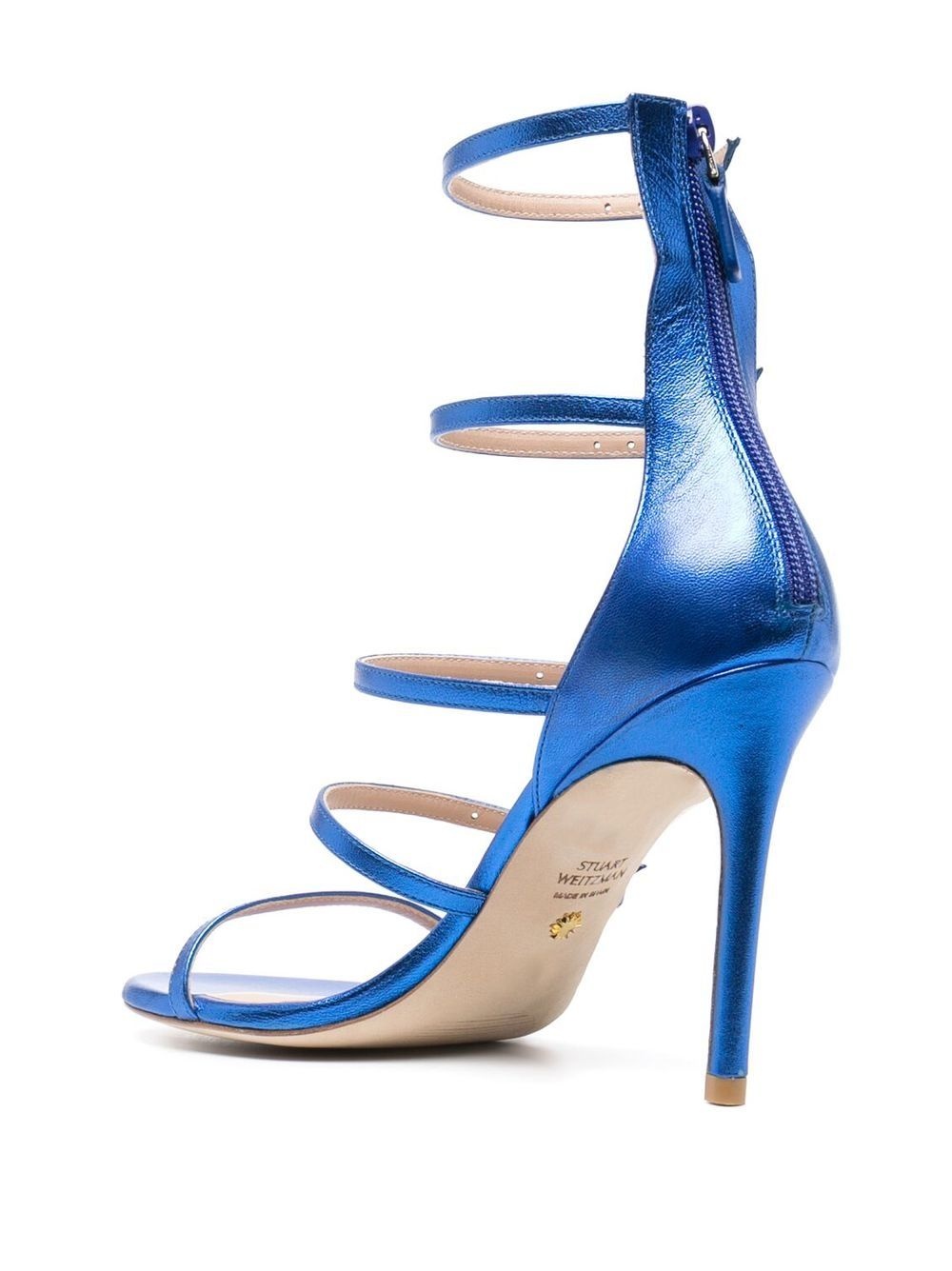 100mm crystal-buckle metallic sandals - 3