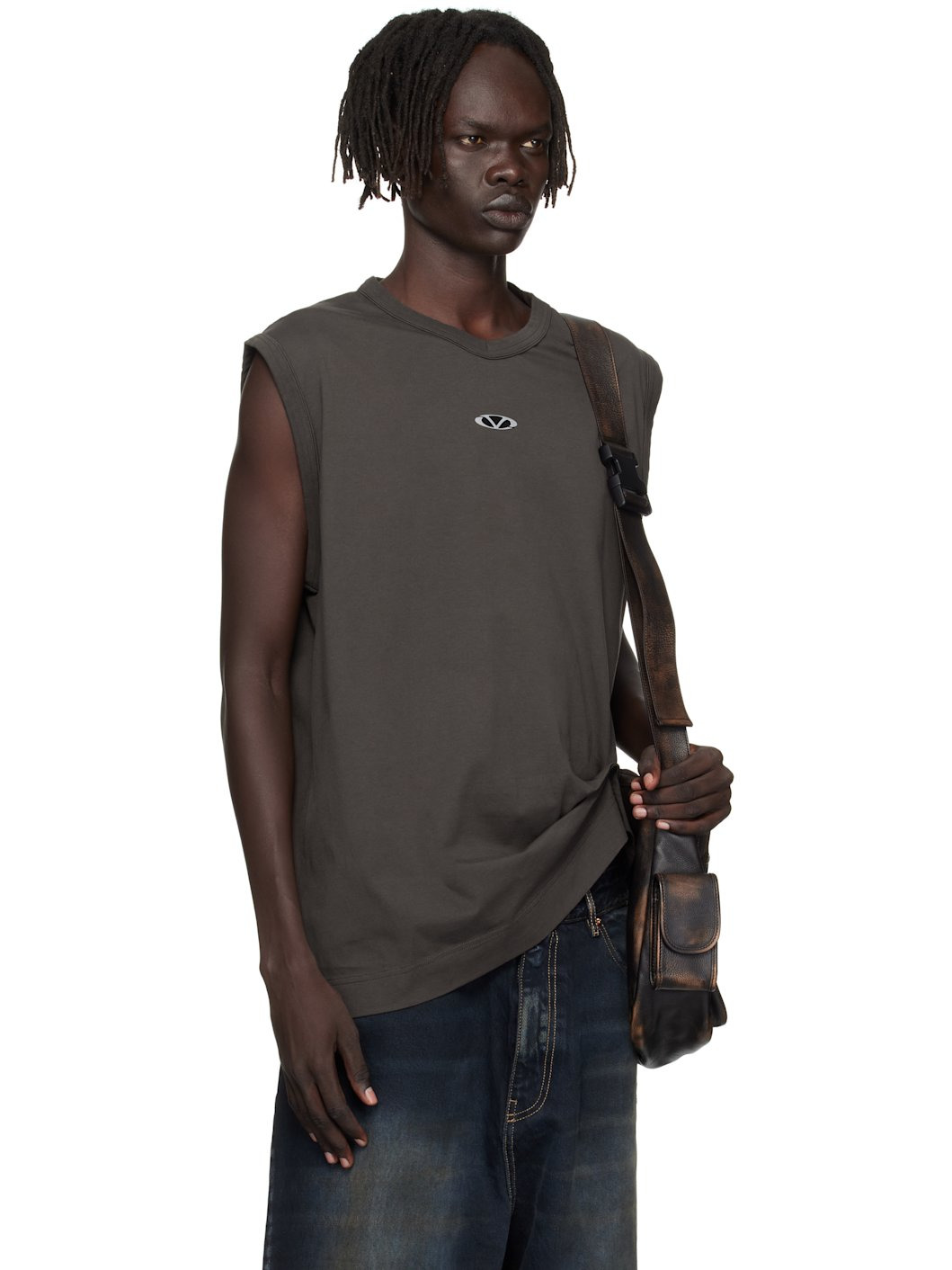 Brown Oval Logo Jersey Tank Top - 2