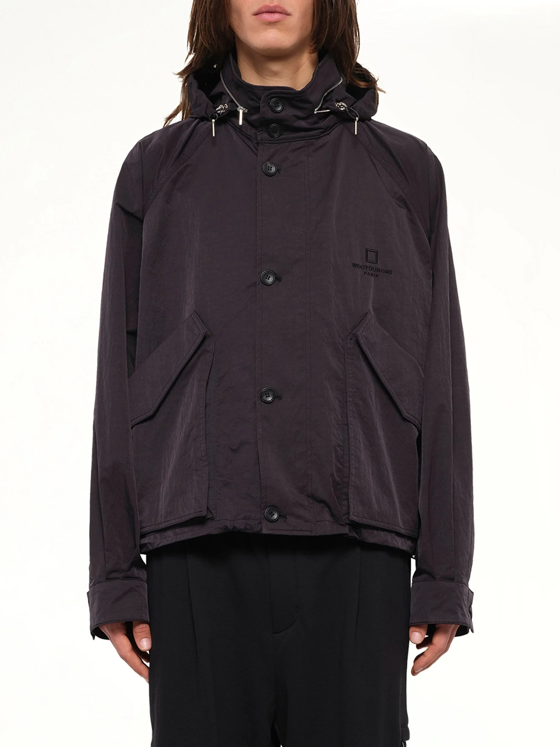 Nylon Double Pocket Jacket in Black - 1