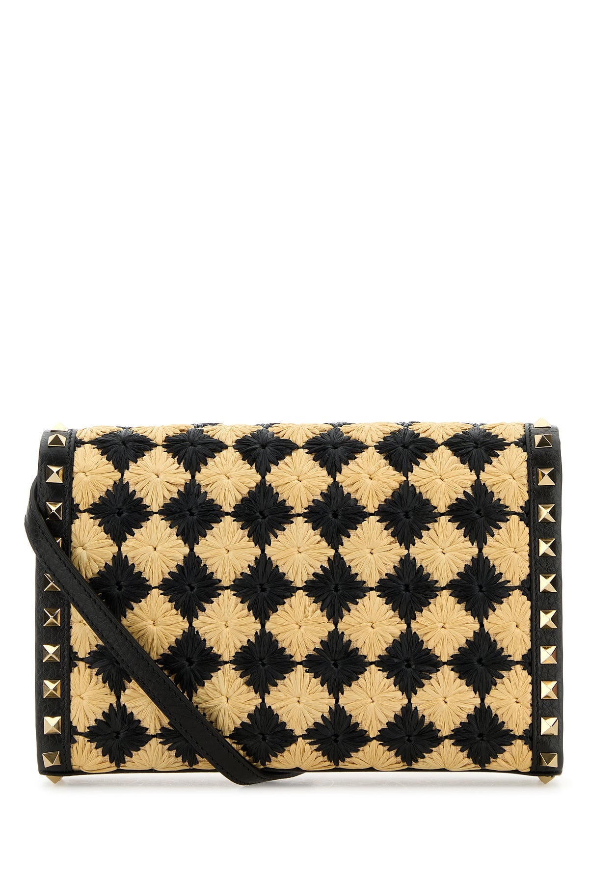 Two-tone raffia Rockstud crossbody bag - 3