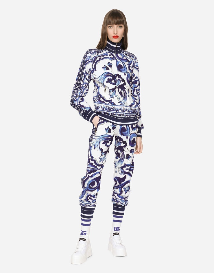 Majolica-print cady sweatshirt with zipper - 2