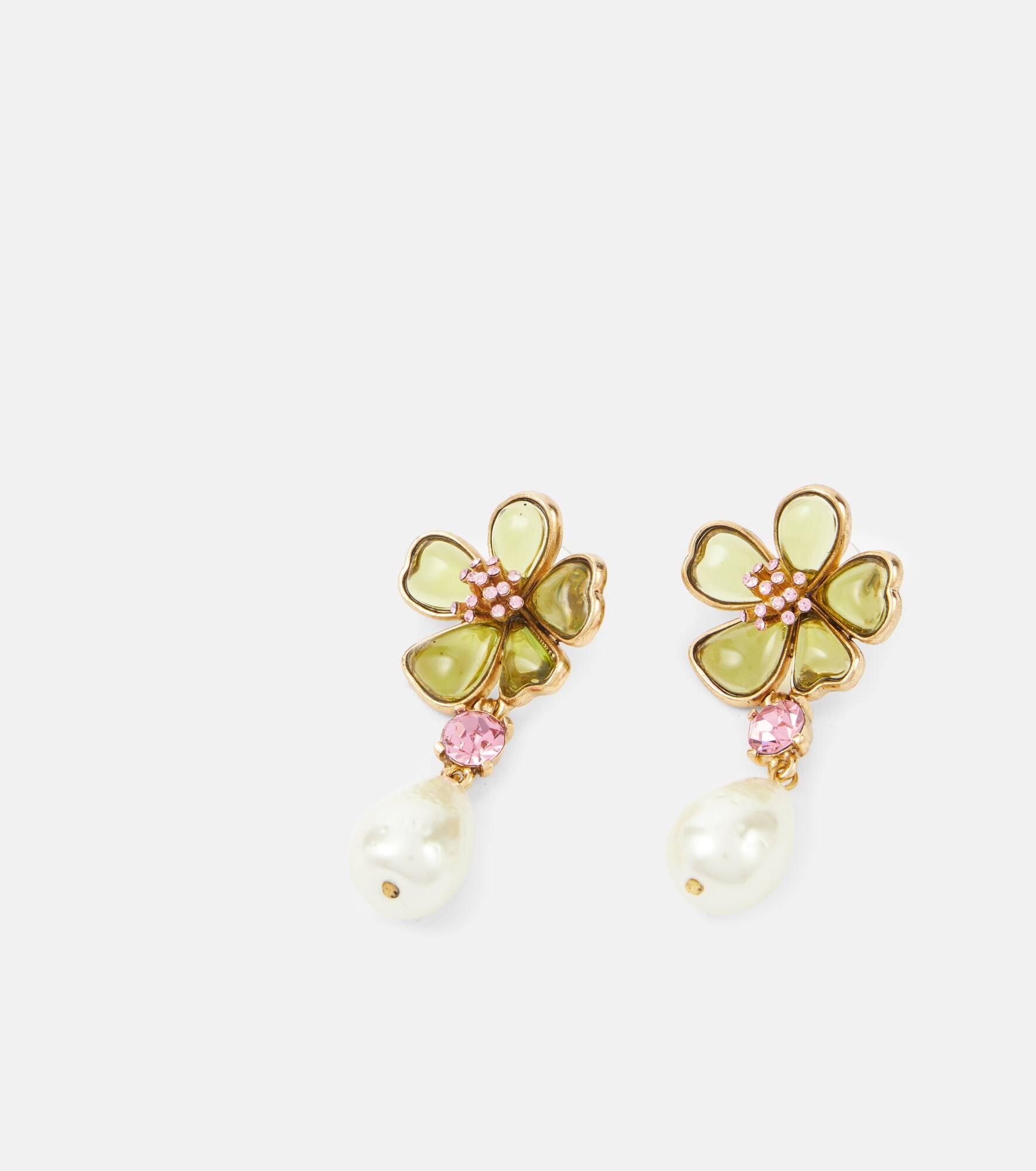 Floral embellished drop earrings - 4