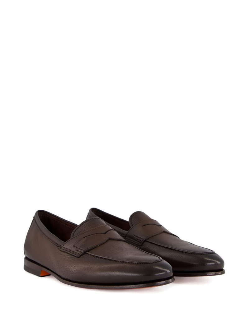 Santoni penny-strap leather loafers outlook