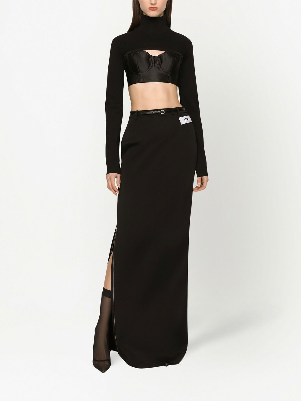 KIM DOLCE&GABBANA number-patch straight skirt - 3