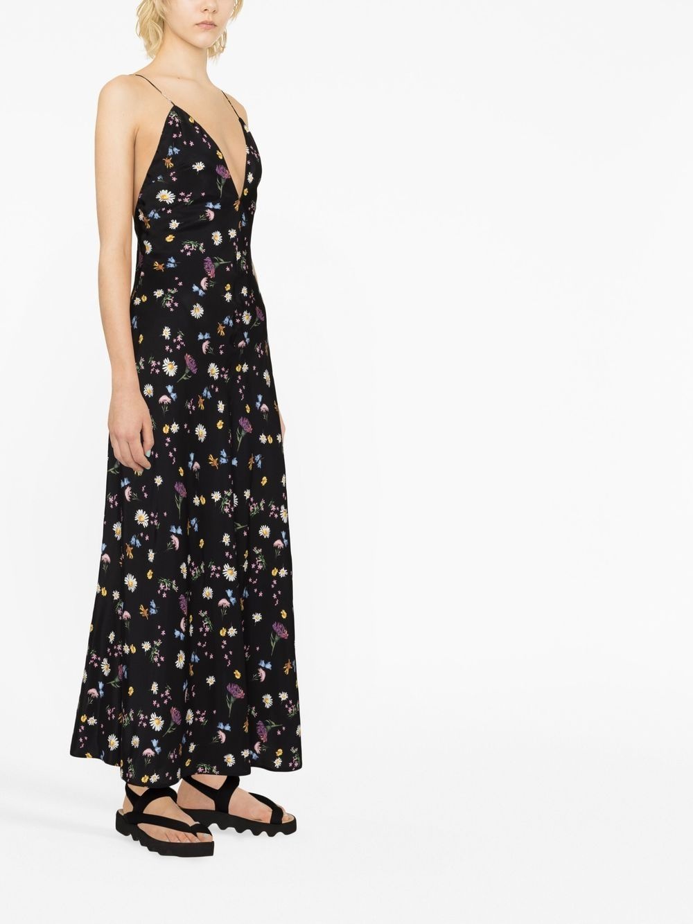 floral-print silk maxi dress - 3