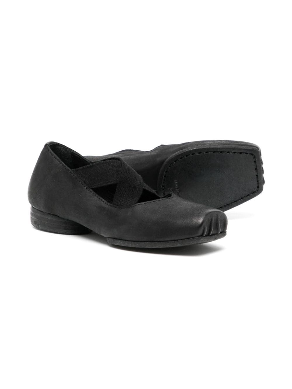 square-toe leather ballet pumps - 2