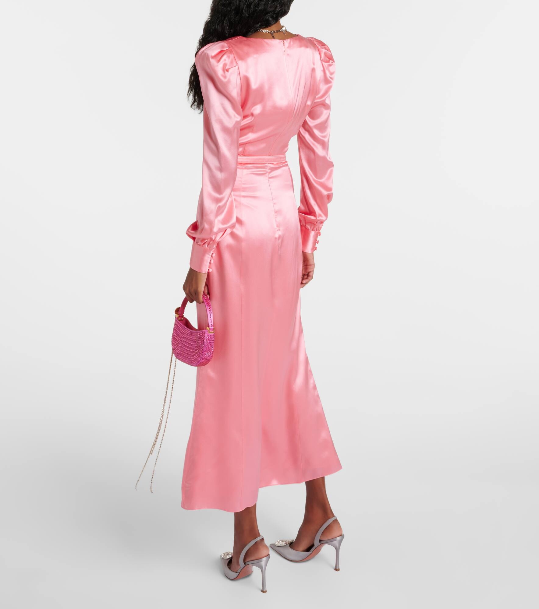 Silk satin midi dress - 3