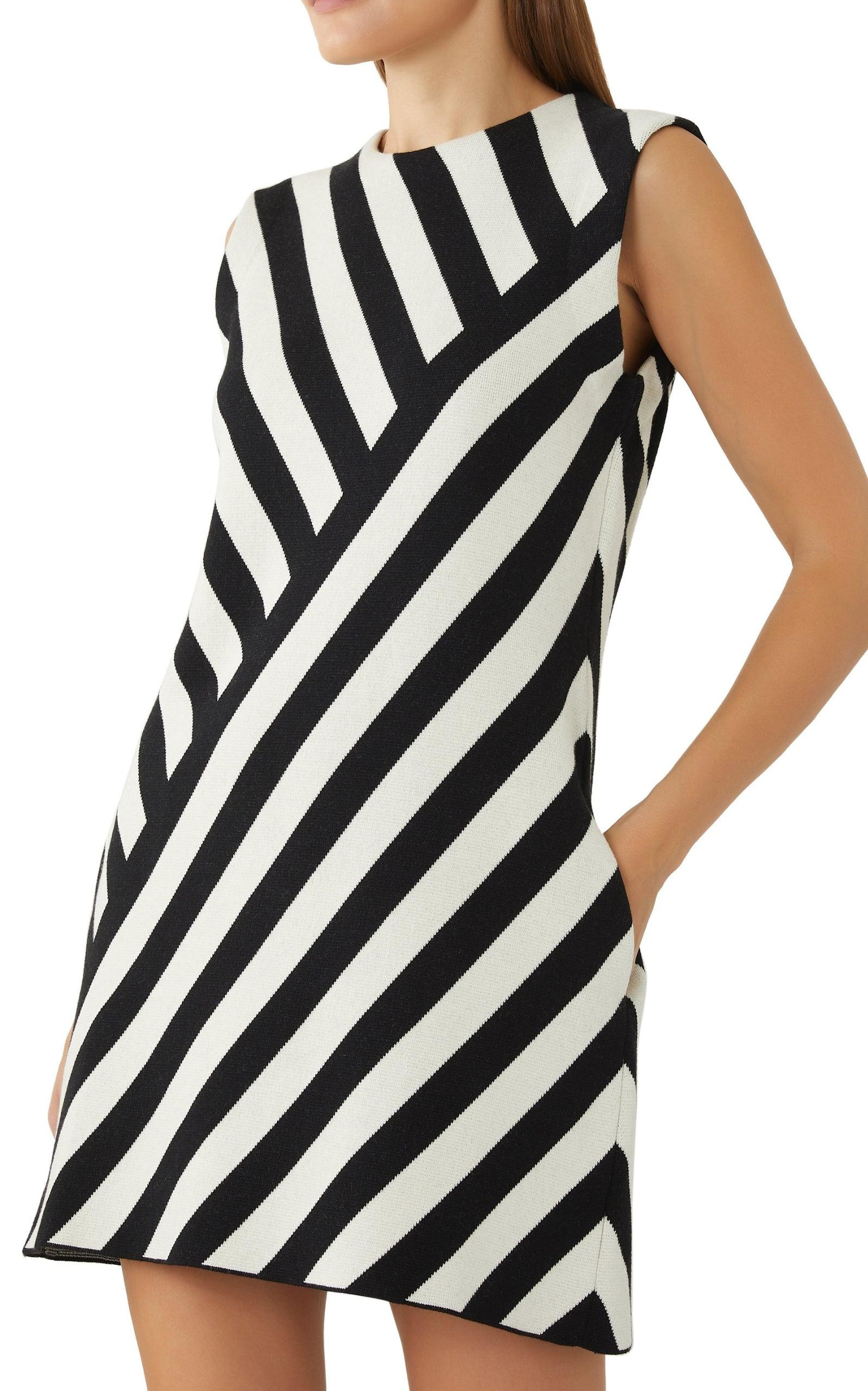 Striped Jacquard Sleeveless Dress - 4