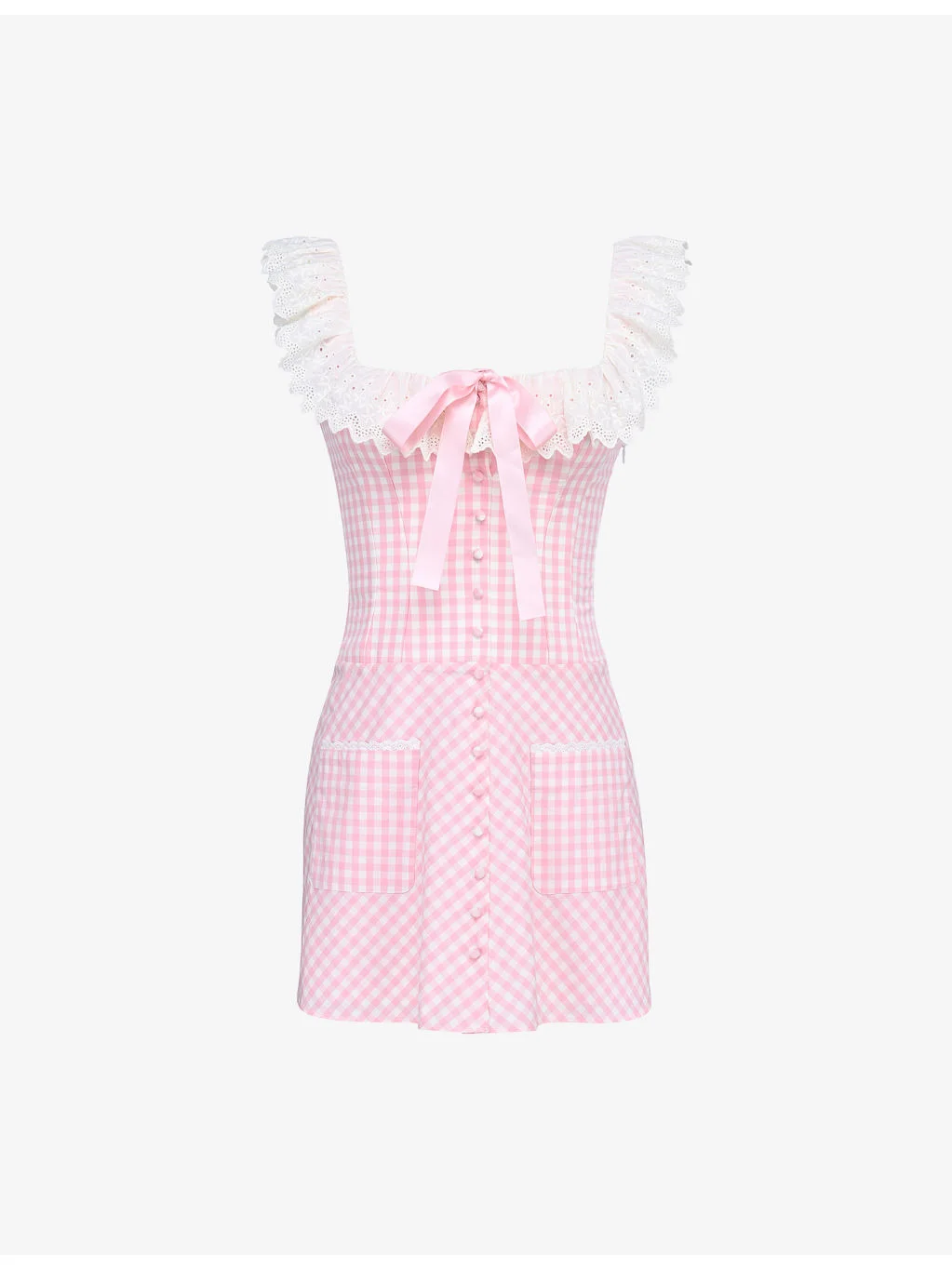 Astra Gingham Stretch-Cotton Mini Dress - 1