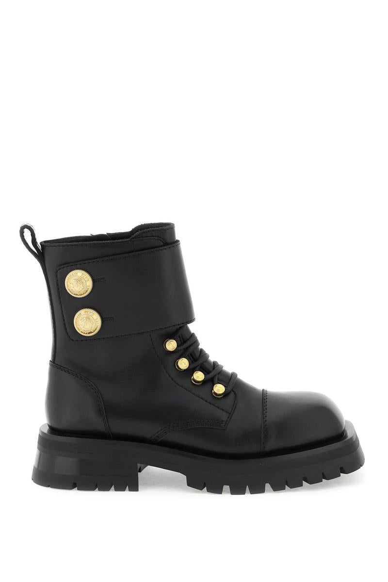 BALMAIN LEATHER RANGER BOOTS WITH MAXI BUTTONS - 1