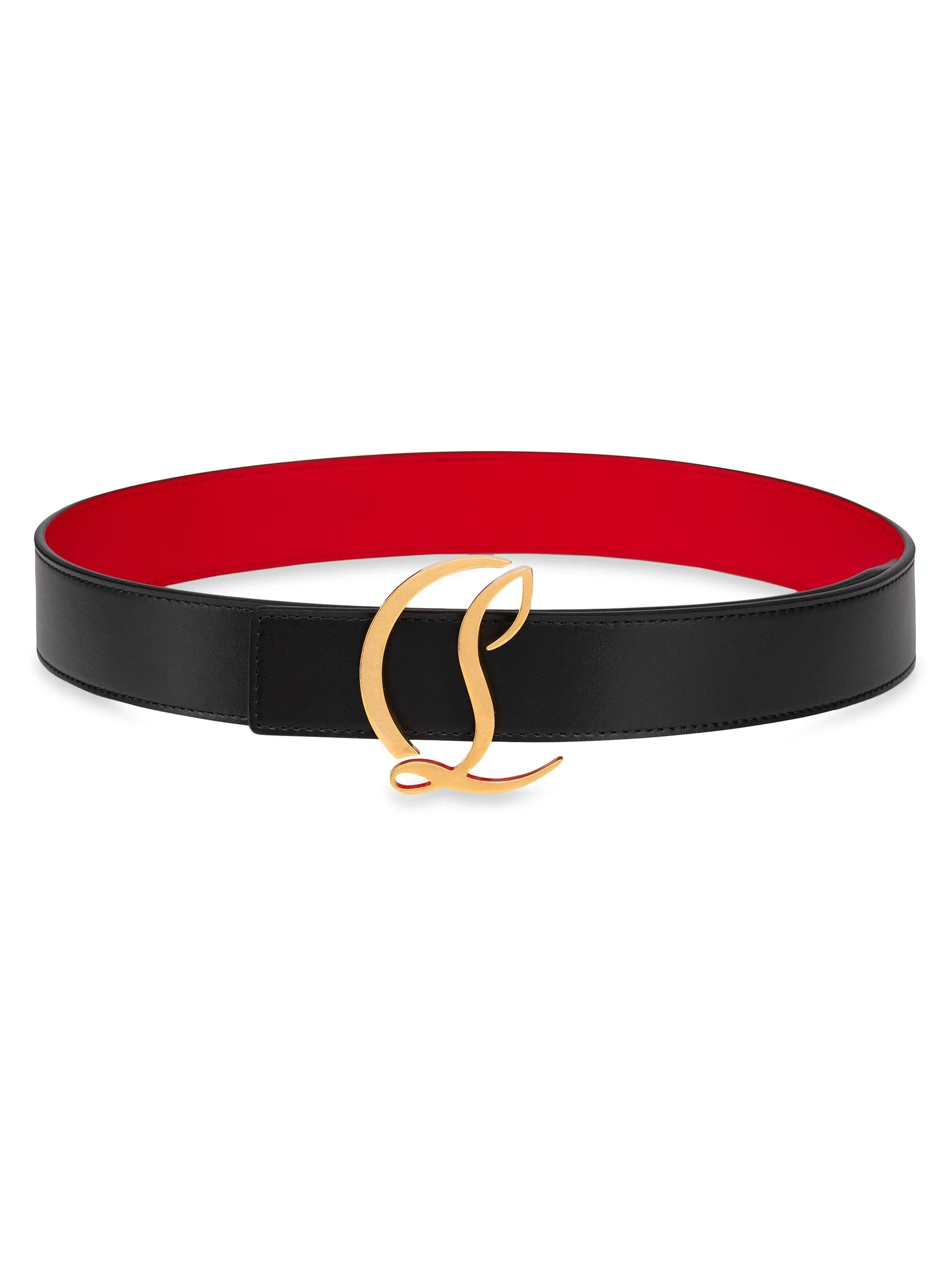 Women's CL Logo Leather Belt - Black - 1