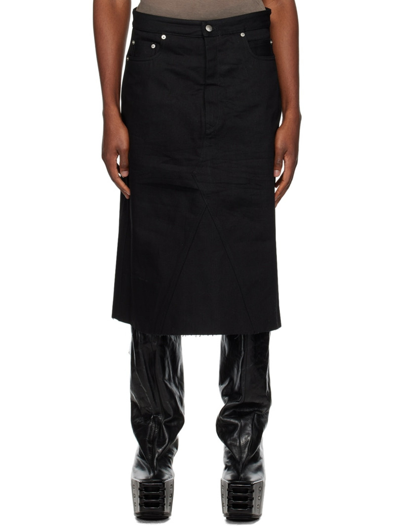 Black Godet Denim Skirt 1