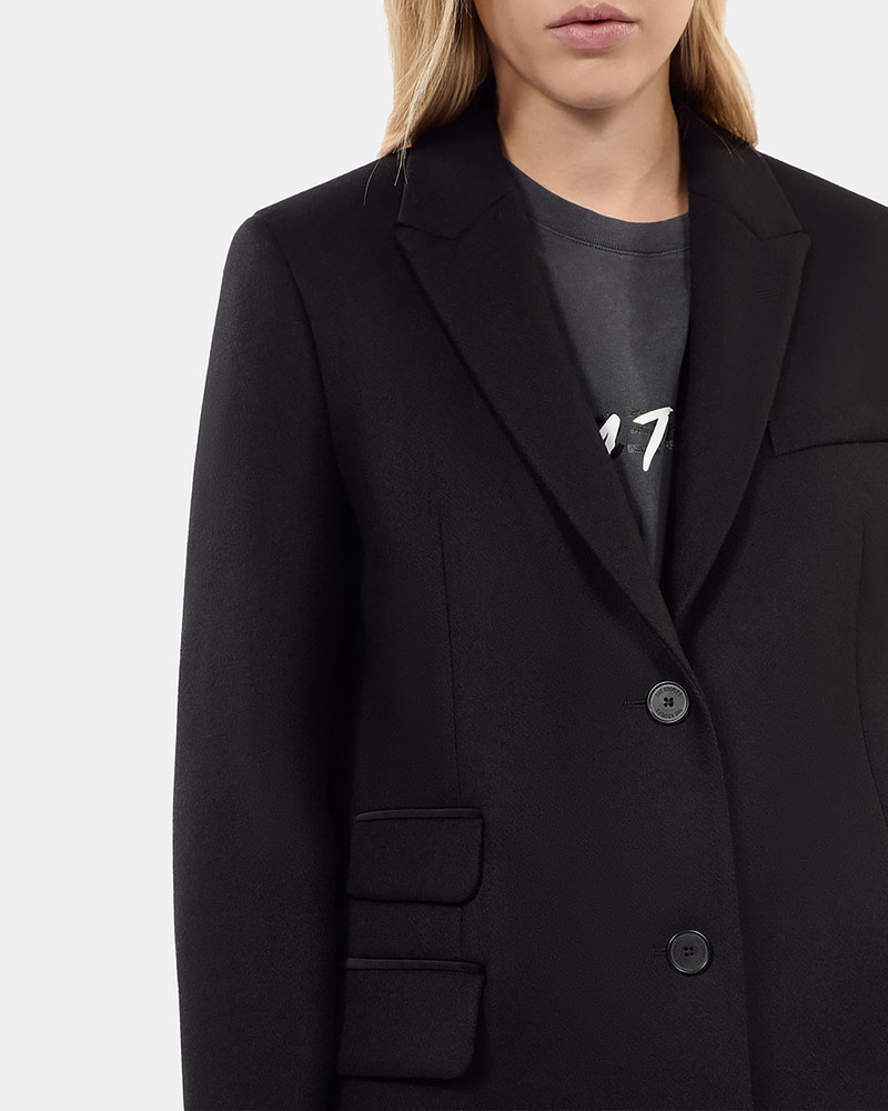 LONG BLACK WOOL-BLEND COAT 5