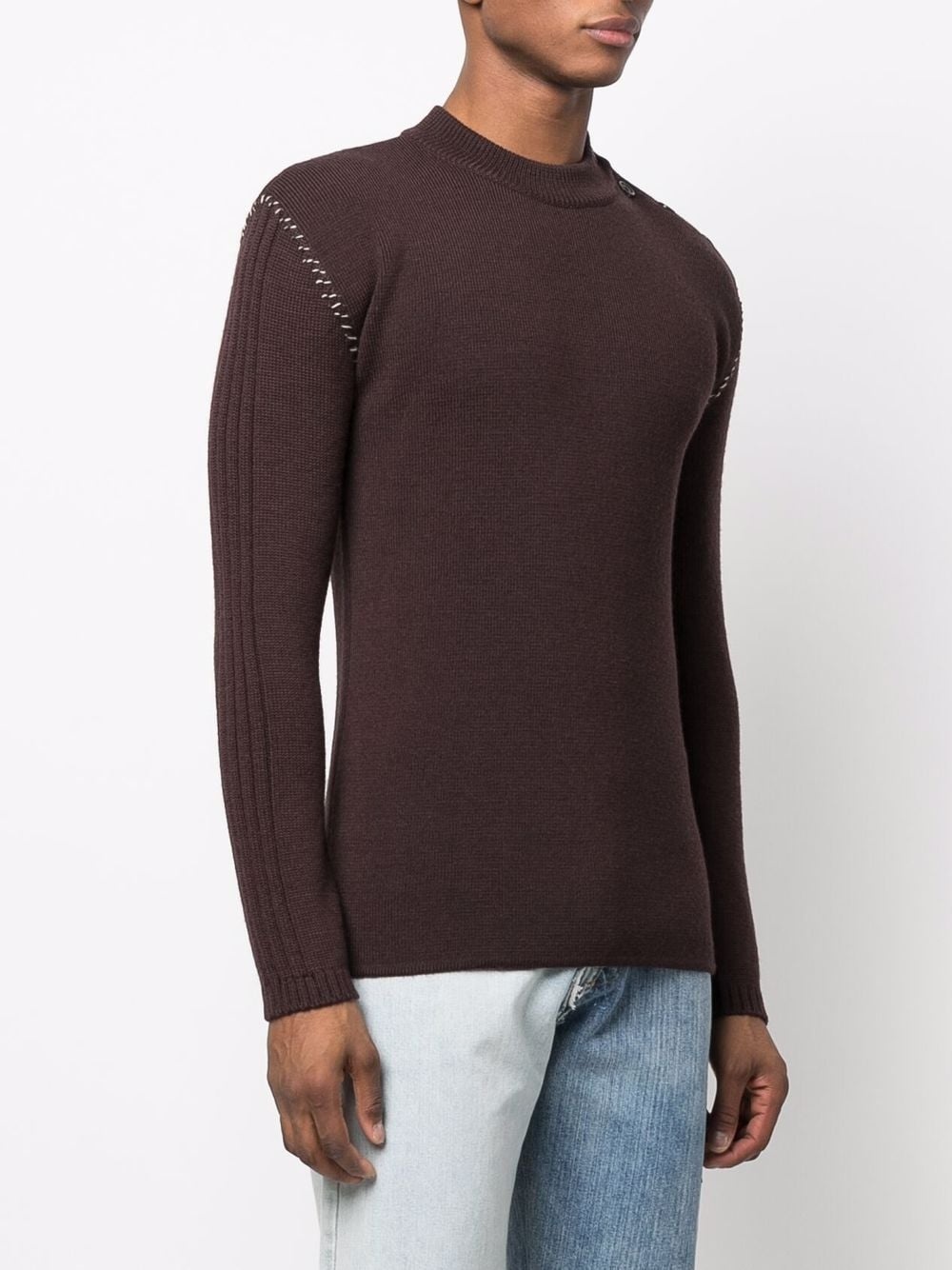 contrasting-stitch jumper - 3