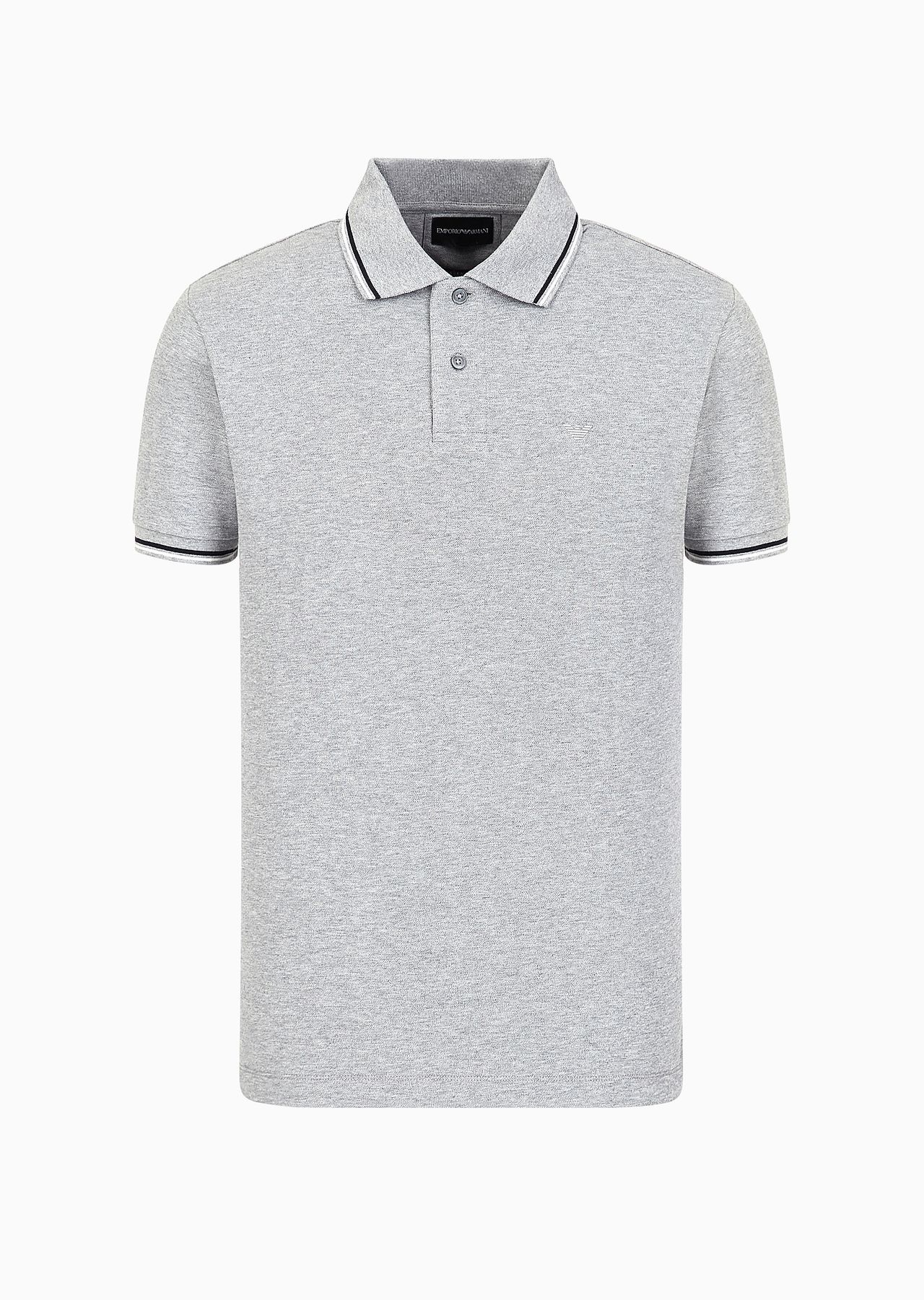 Slim-fit stretch piqué polo shirt with micro eagle - 1