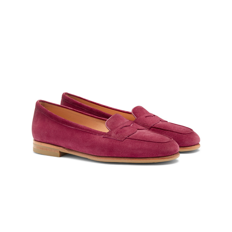 Santoni Women's red suede Carla loafer outlook