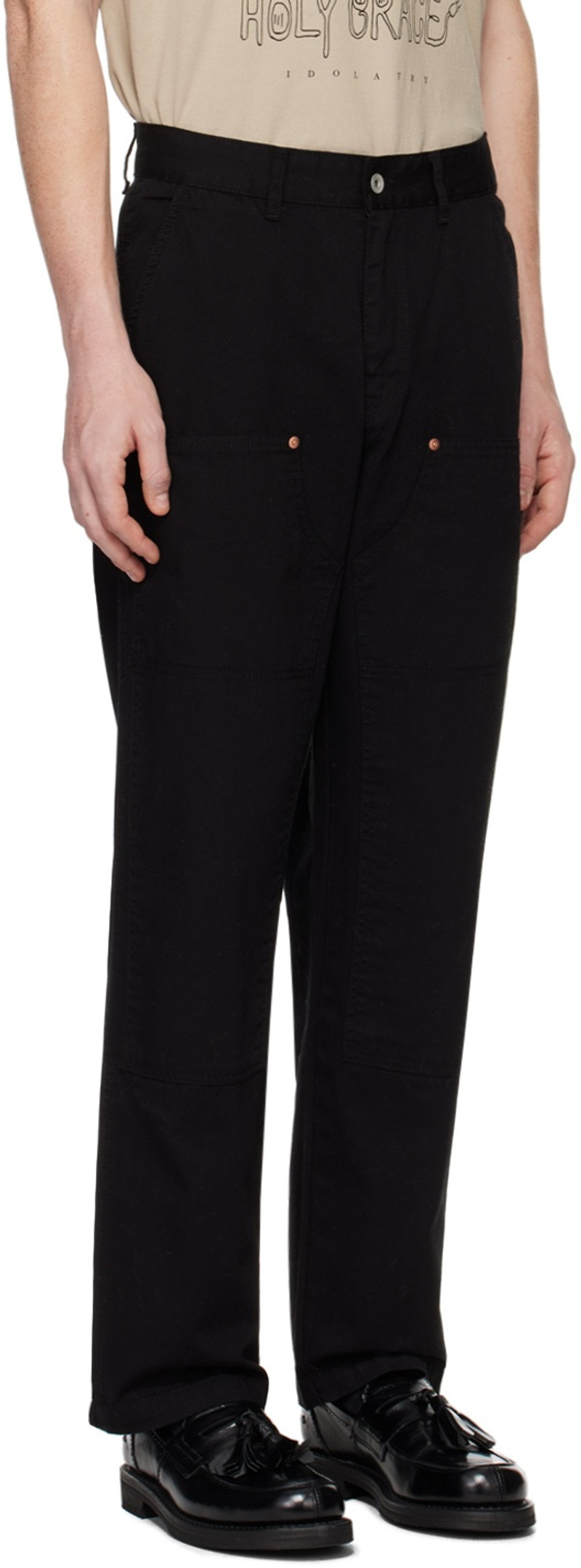 UNIFORM BRIDGE Black Double Knee Trousers outlook