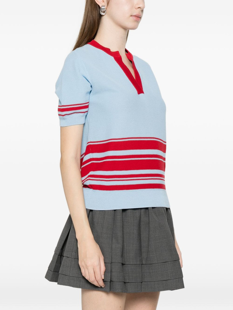 striped V-neck top 3
