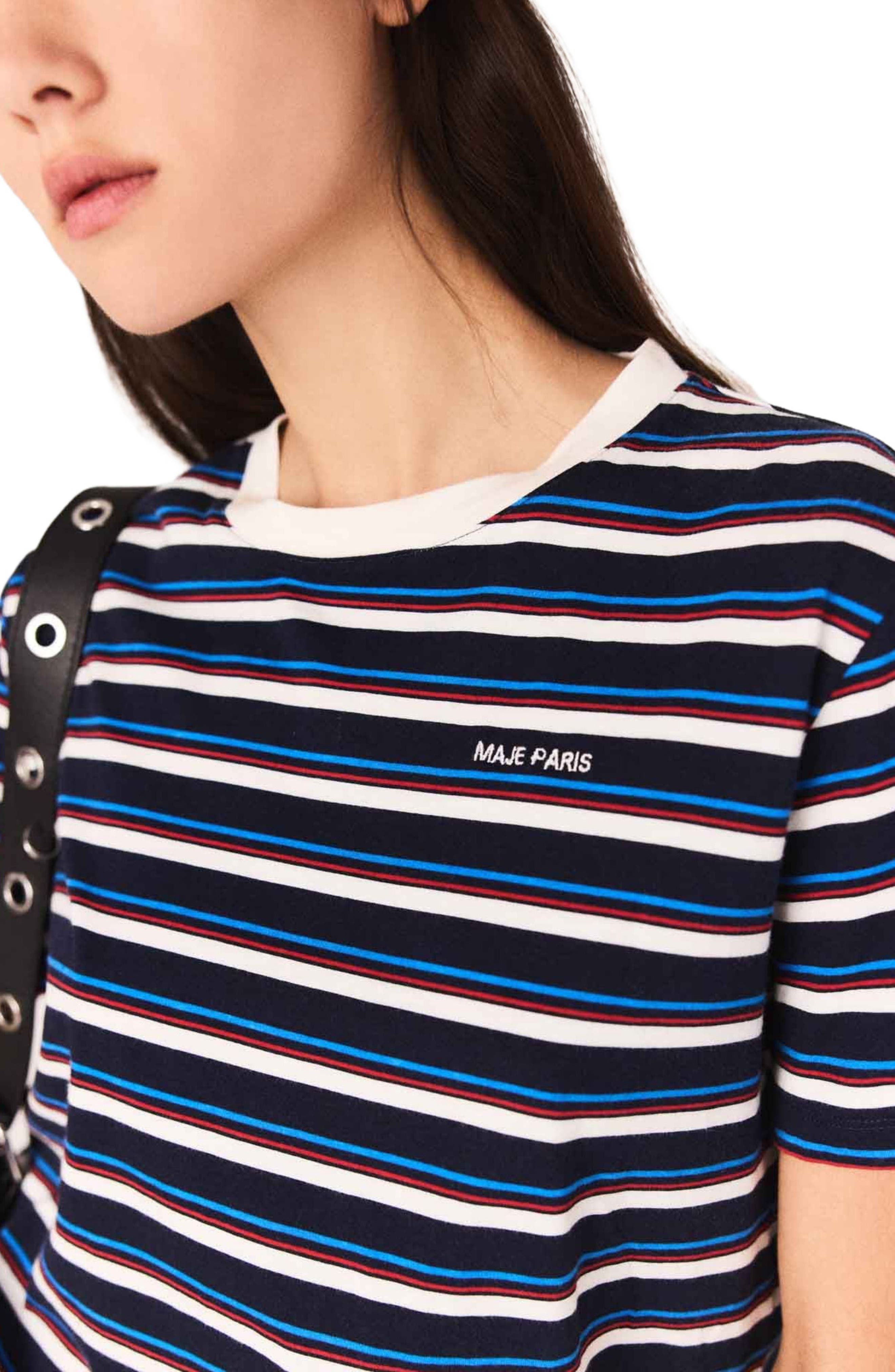 maje Striped T-shirt in White/navy at Nordstrom - 6