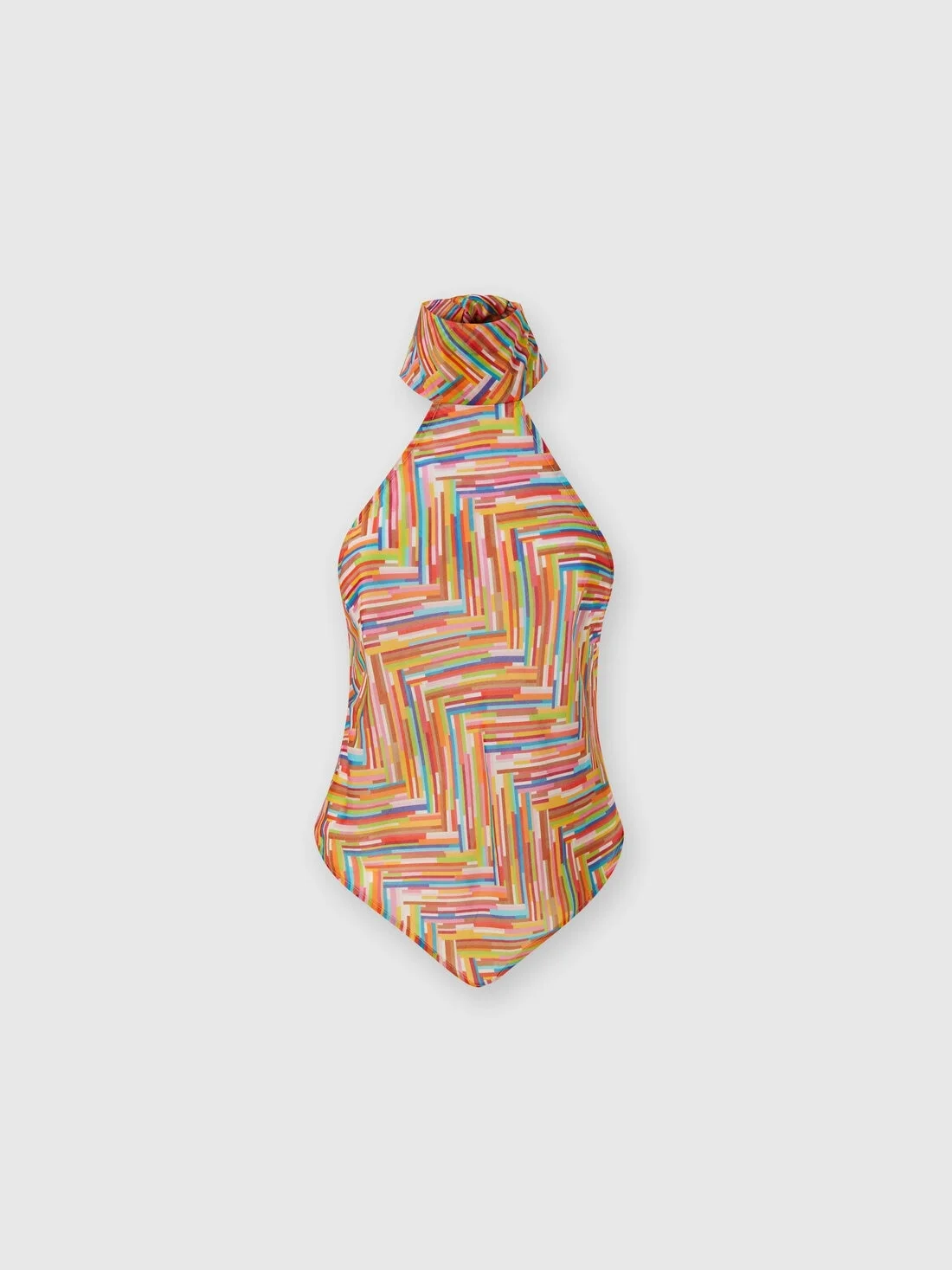 Sleeveless turtleneck top in printed cotton and silk blend - 1