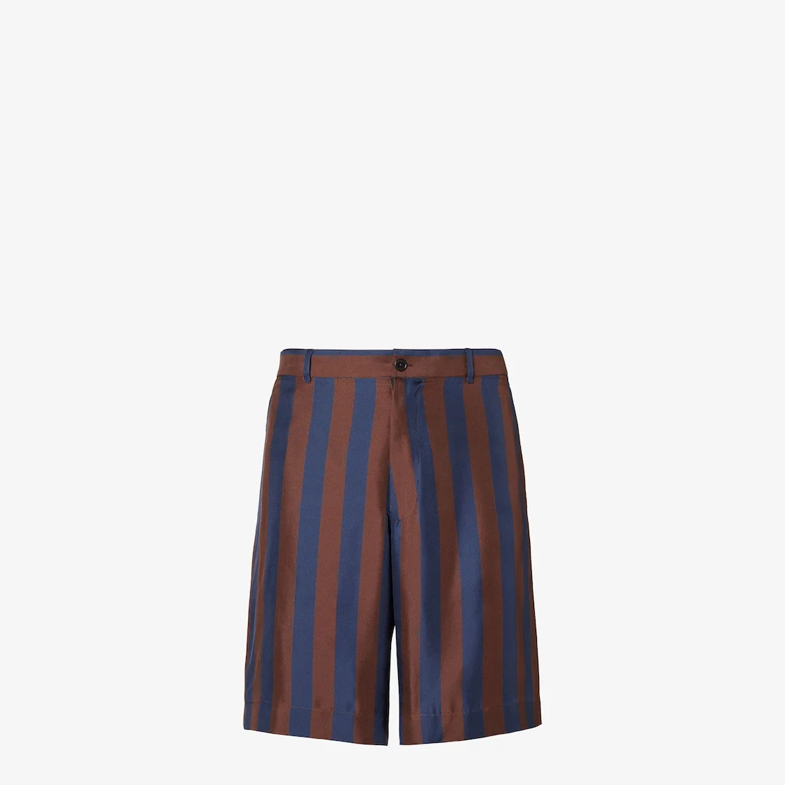 Bermudas Navy blue and brown Pequin silk shorts - 1