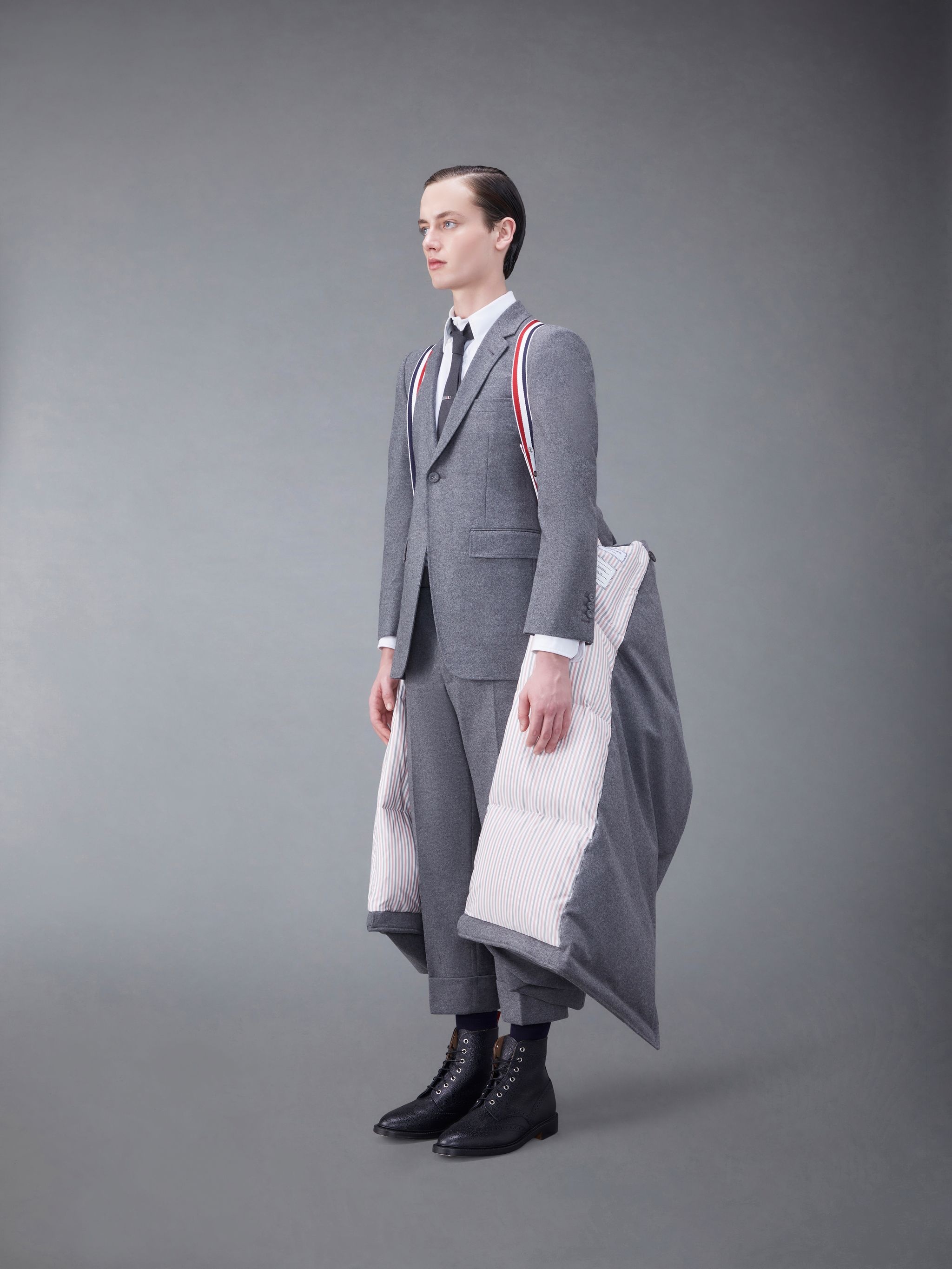 Thom Browne Wool Flannel Down Oversized Double Breasted Coat