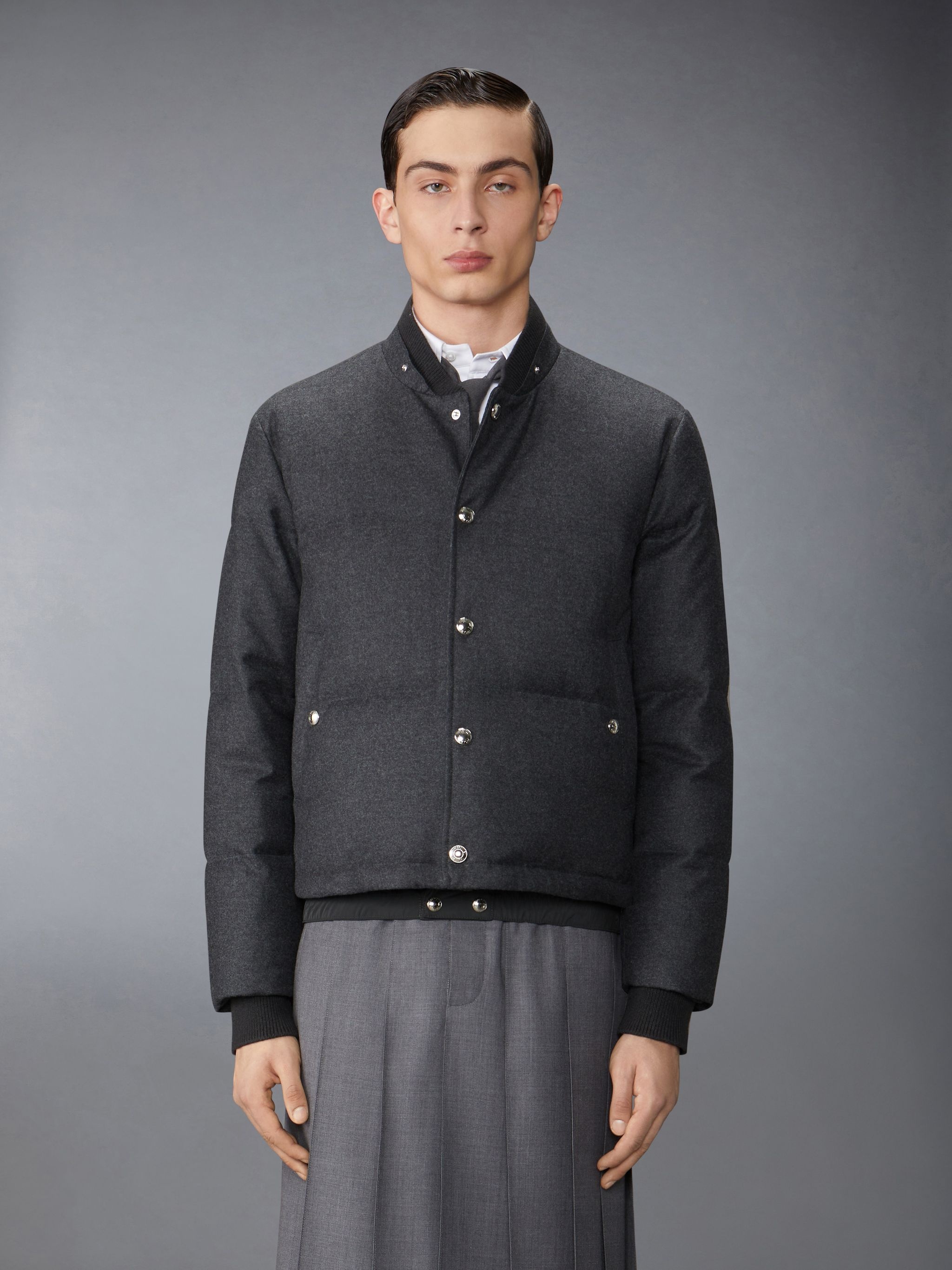 Wool Flannel Down Fill Hood Bomber - 2