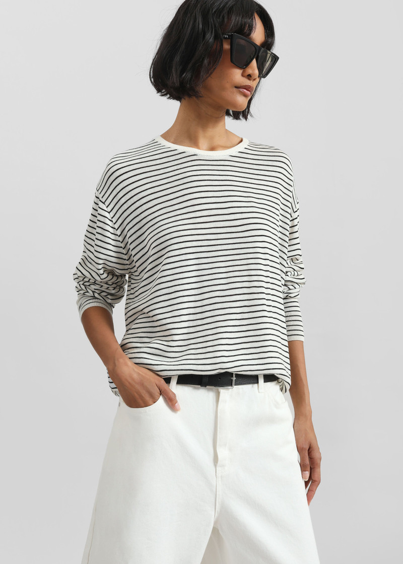 Iven Knit Pullover - White/Black Stripe 7