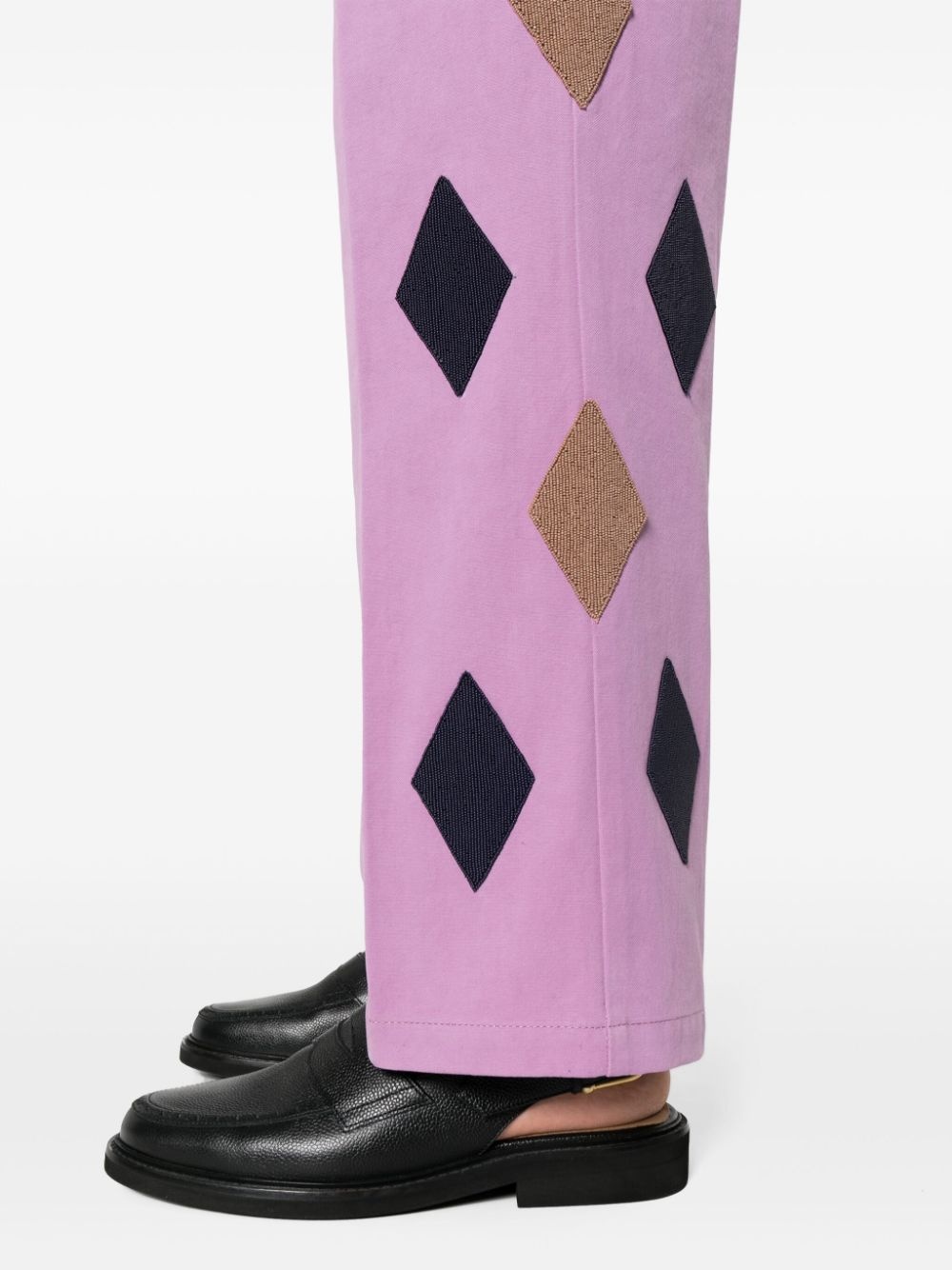 bead-embellished straight trousers - 5