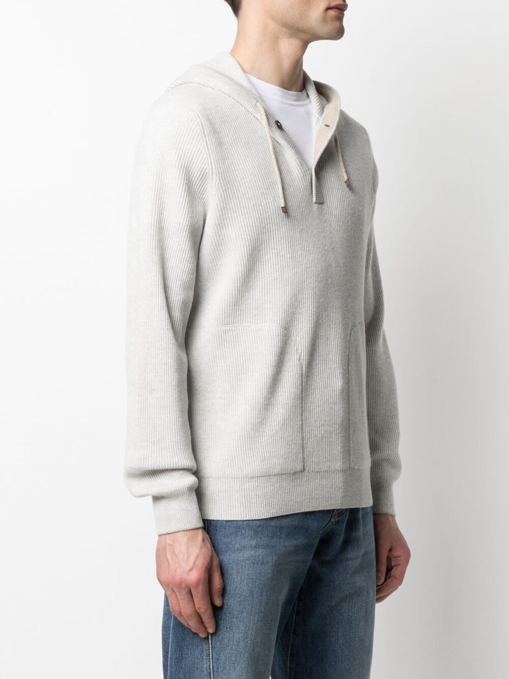 ribbed knit wool-blend hoodie - 3