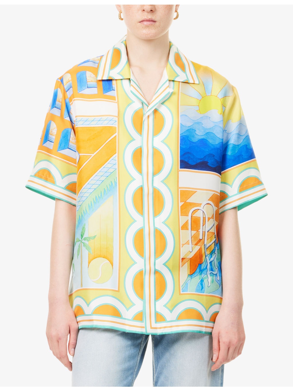 Surreal Pool Cuban-Collar Silk Shirt - 3