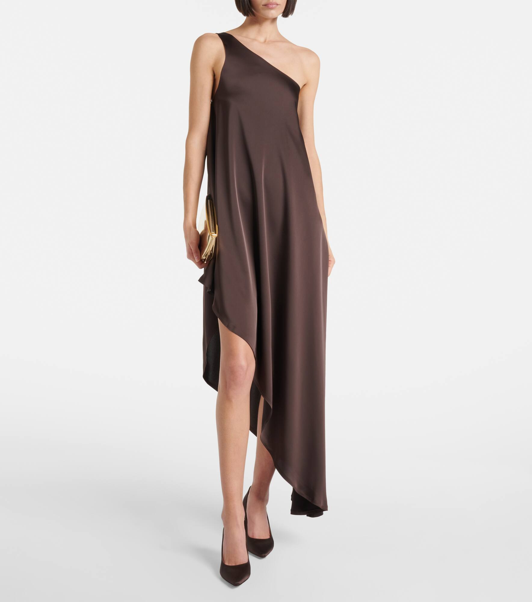 One-shoulder satin midi dress - 2