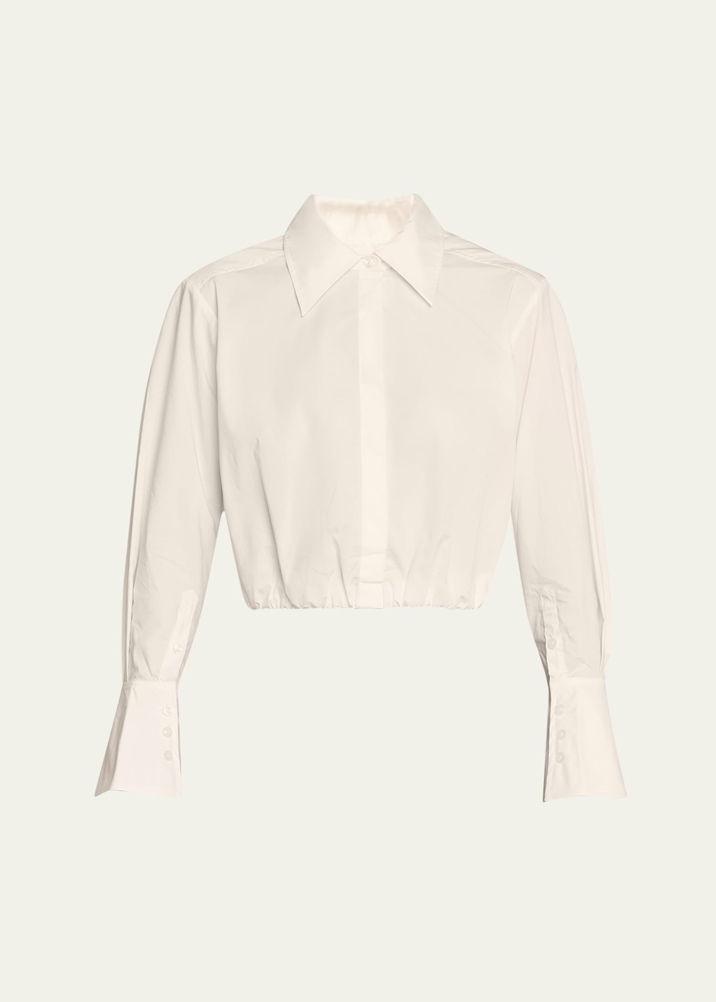 Blythe Cotton Poplin Button-Front Crop Shirt - 1