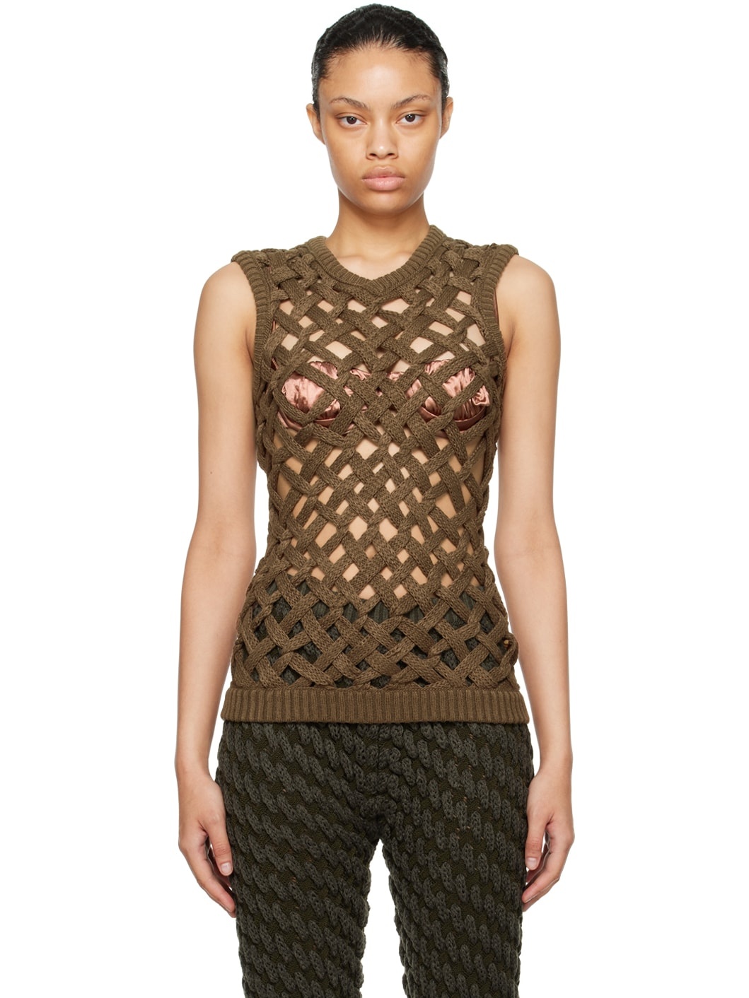 SSENSE Exclusive Khaki Knot Vest - 1