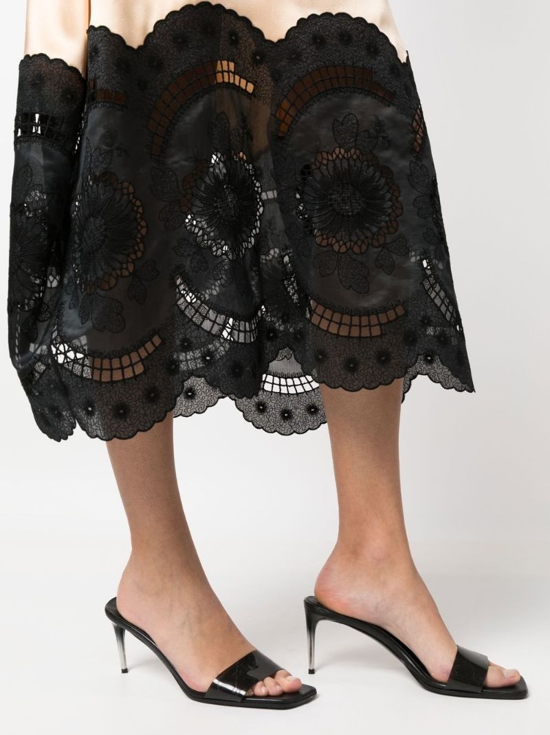 broderie-anglais cotton-linen midi skirt - 5