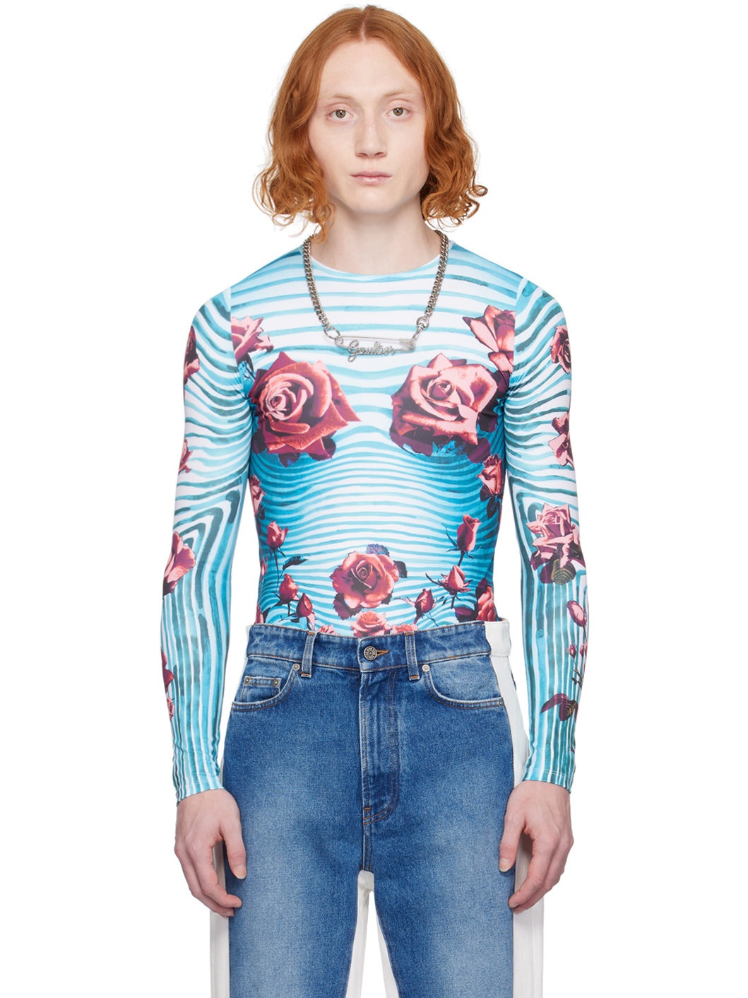 Blue & Red Floral Long Sleeve T-Shirt - 1