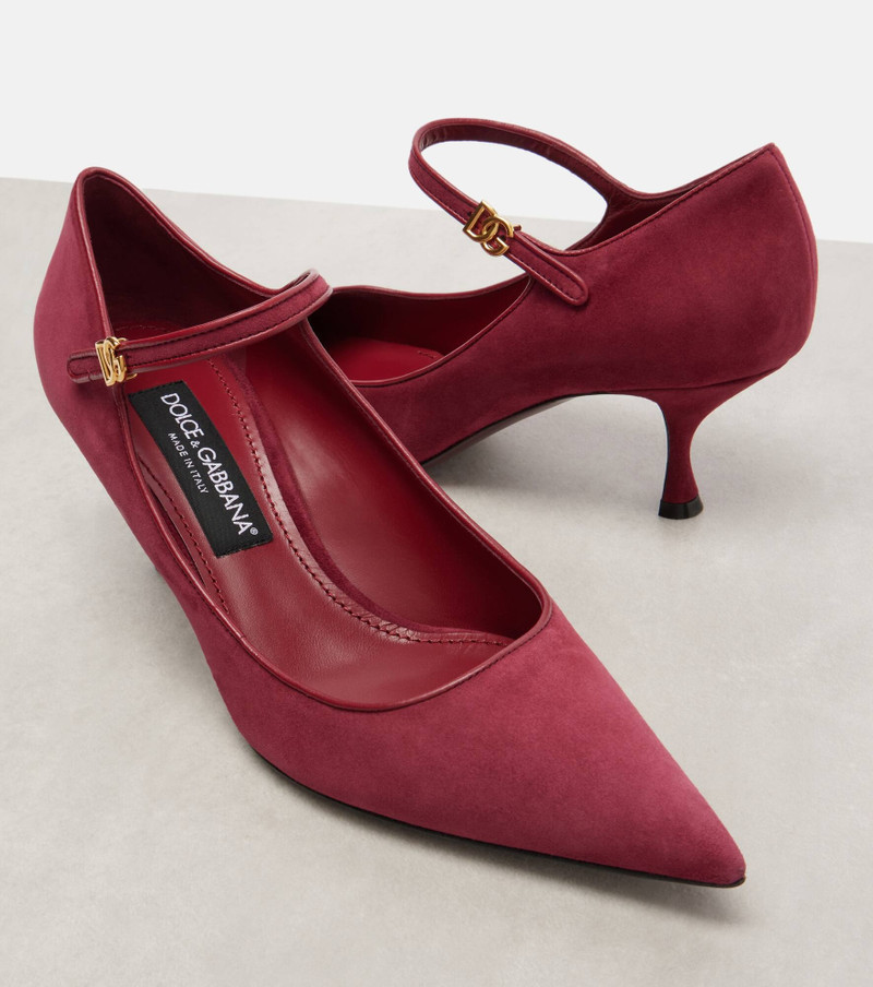 DG leather-trimmed suede Mary Jane pumps 5
