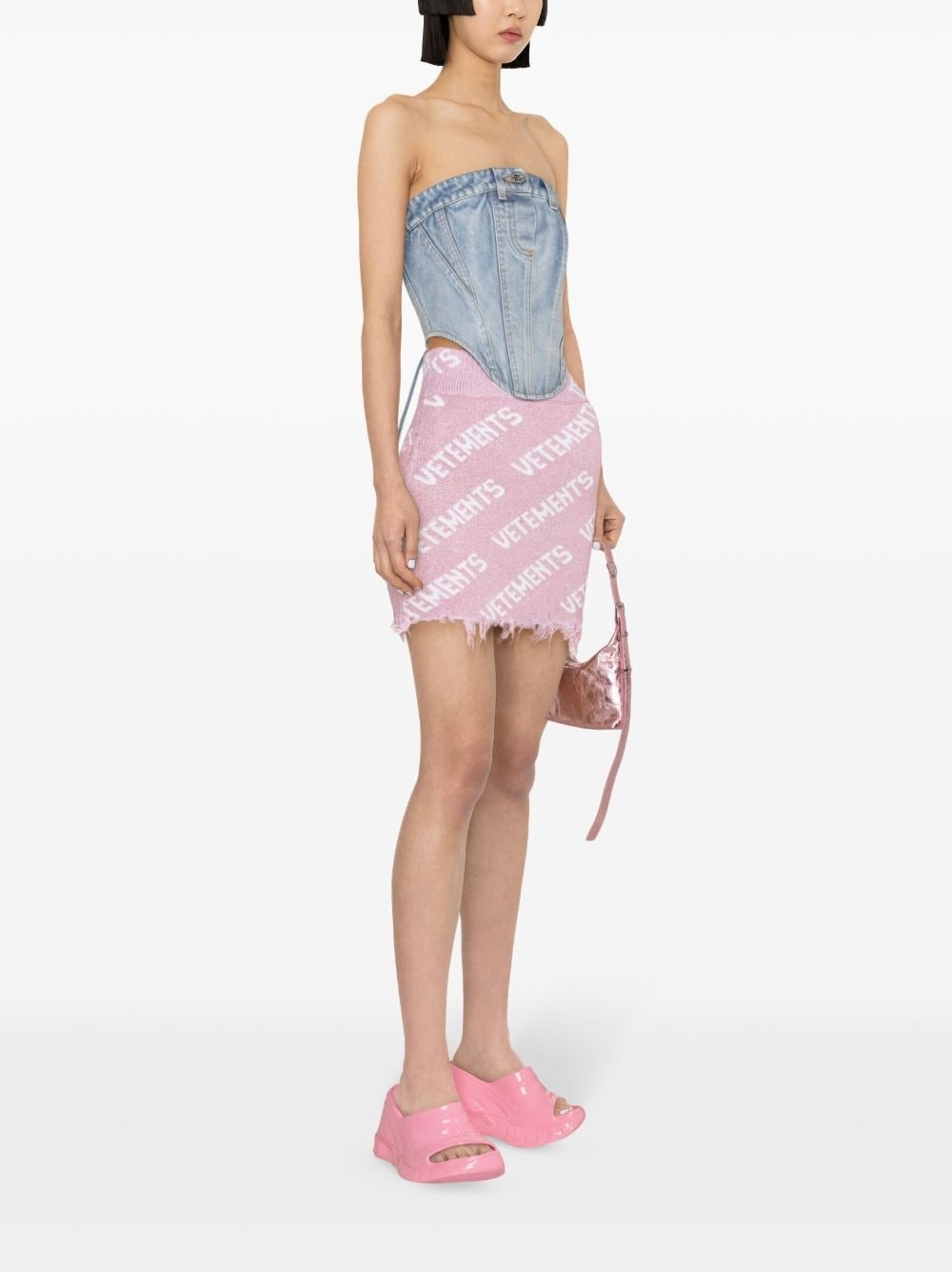 logo-intarsia lurex miniskirt - 3