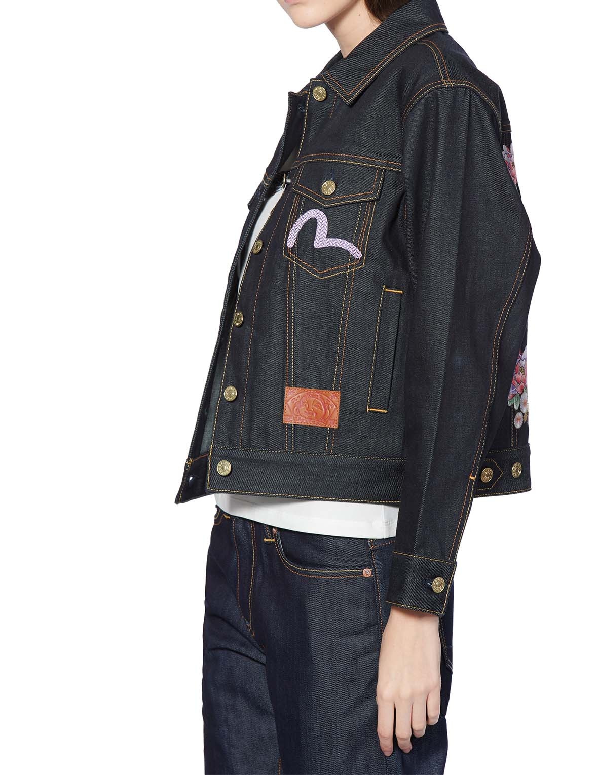 KAMON BROCADE AND TIGER EMBROIDERED DENIM JACKET - 5