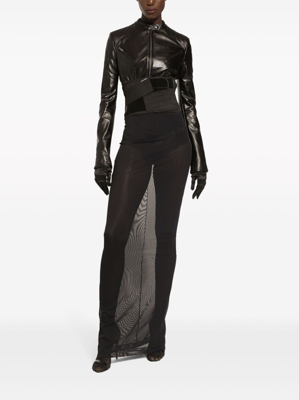 zip-up leather jacket - 3