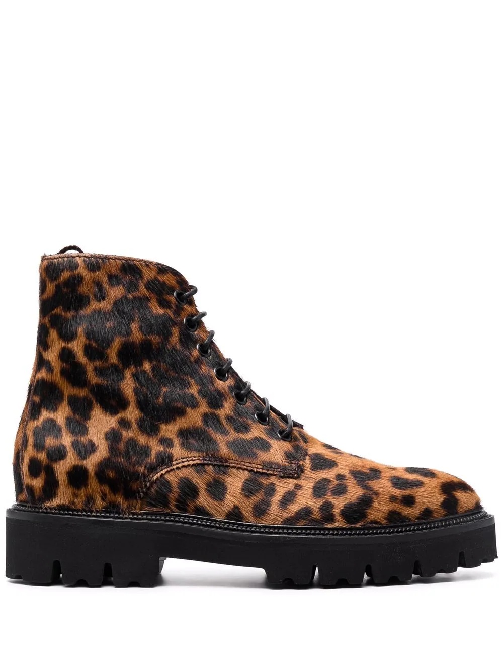 fur-trimed animal-print boots - 1