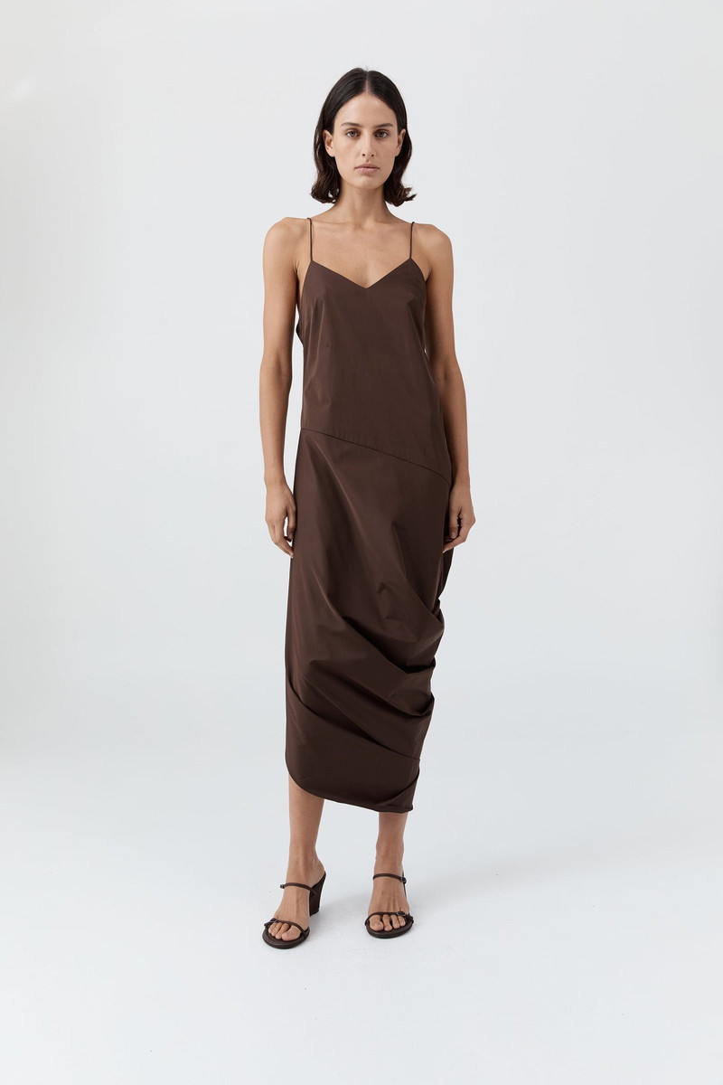 Paper Taffeta Drape Dress - Mocha 2