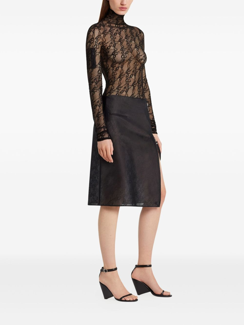 lace-panel high-neck top - 3